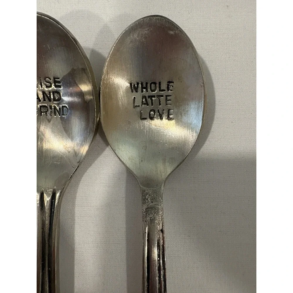 World Market Coffee Spoons Crafted Hand Stamped Set of 4 Teaspoons Gift Set